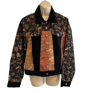 Daniel K New York Black Velvet & Multi Color Embroidered Jacket Large